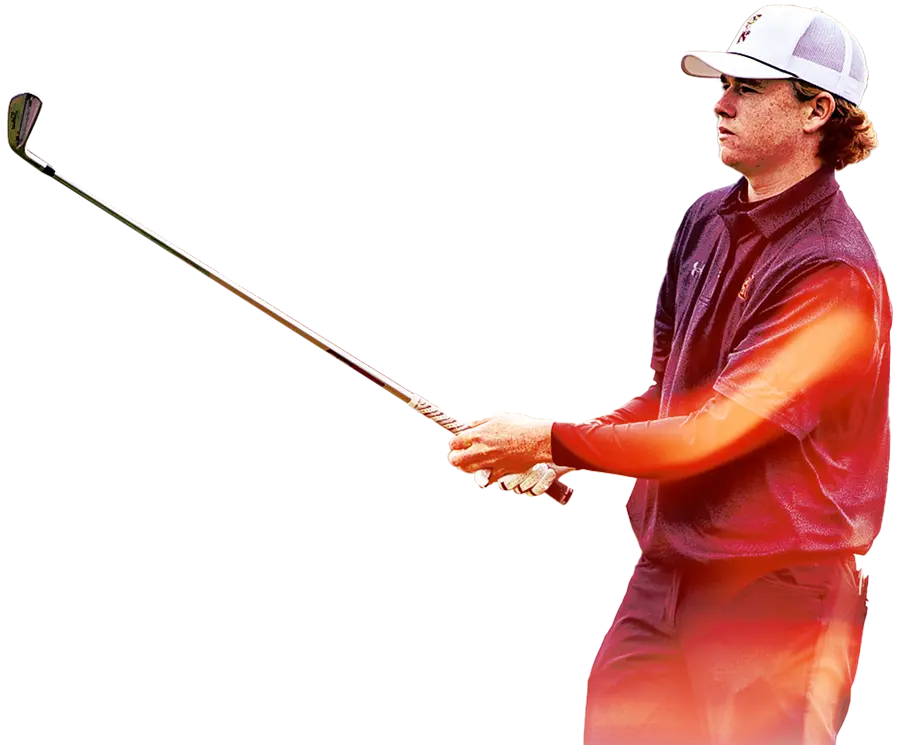 Golfer swinging his club